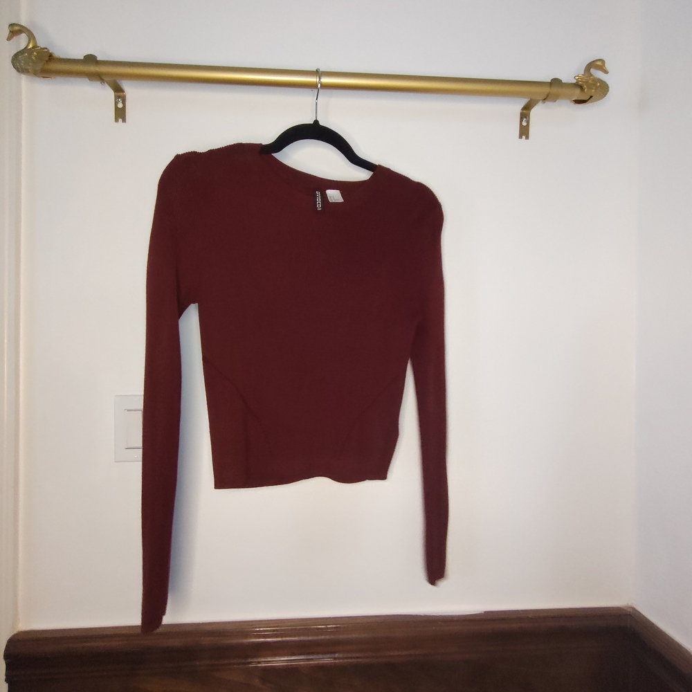 Divided Deep Red Long Sleeve Top